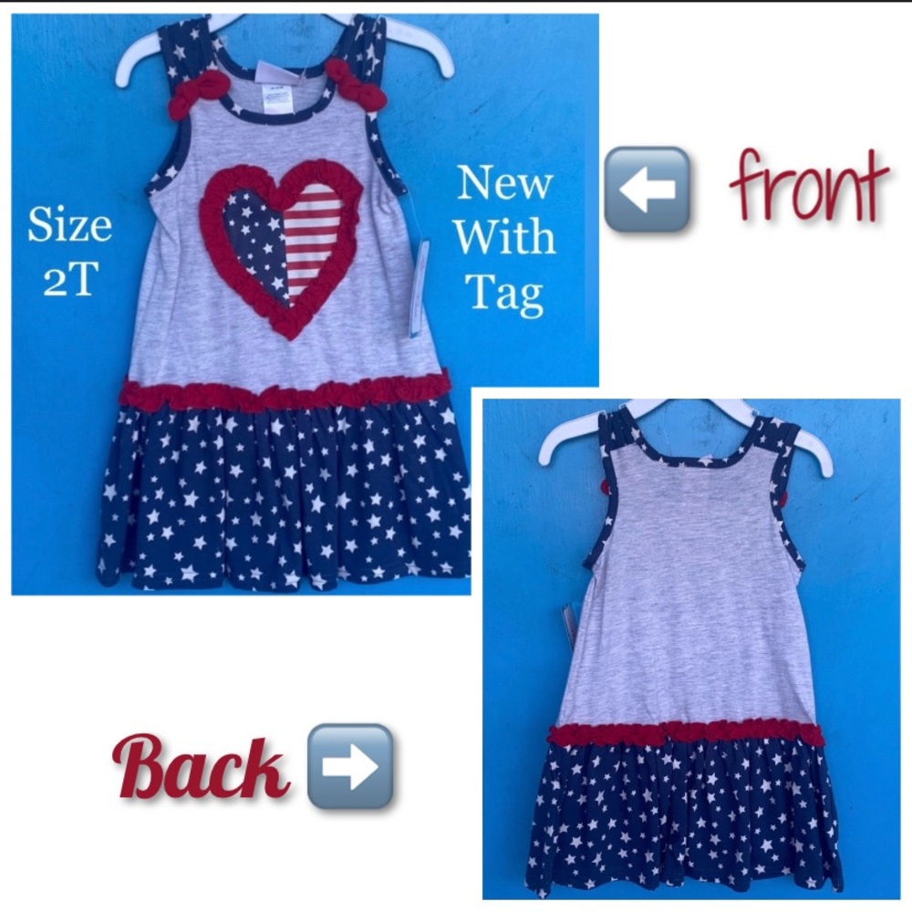🇺🇸2T dress ,patriotic,girls red white and blue dress,NWT, girls summer d…